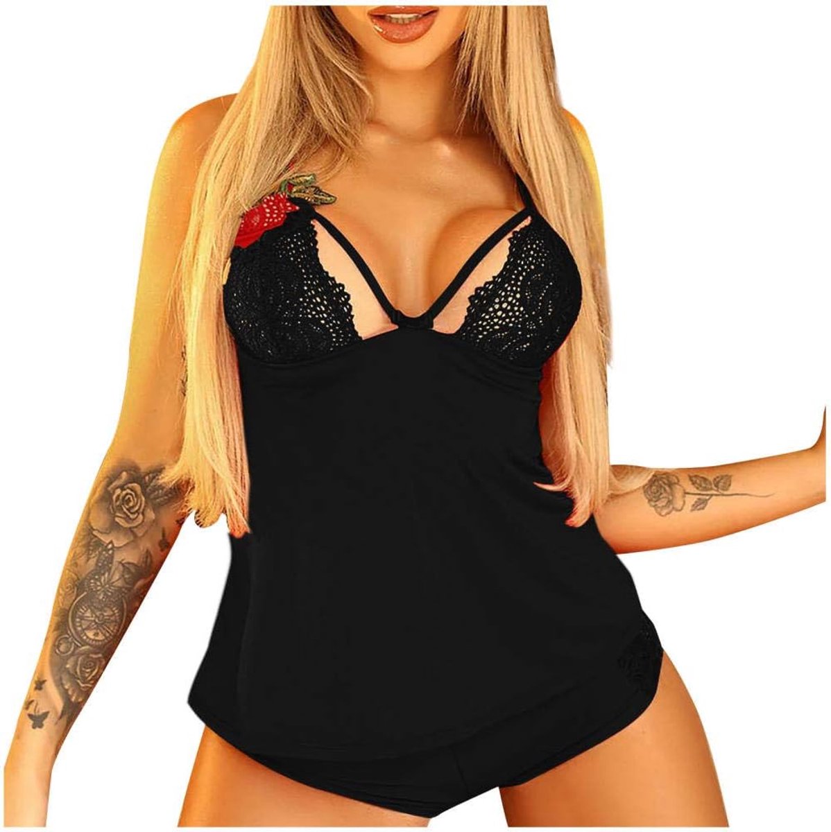 Lingerie & ondergoed Diepe V Dames Sexy Lingerie Verleiding Kant Porno Borduurwerk Rose Beha Erotisch Perspectief Ondergoed Vrouwen