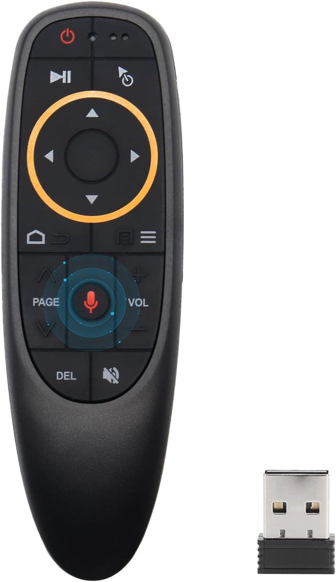 Air Mouse Afstandsbediening - 2,4 GHz Bluetooth met 6 Assen Gyroscoop, USB-Spraakbesturing voor Smart TV, PC, Google Android TV Box