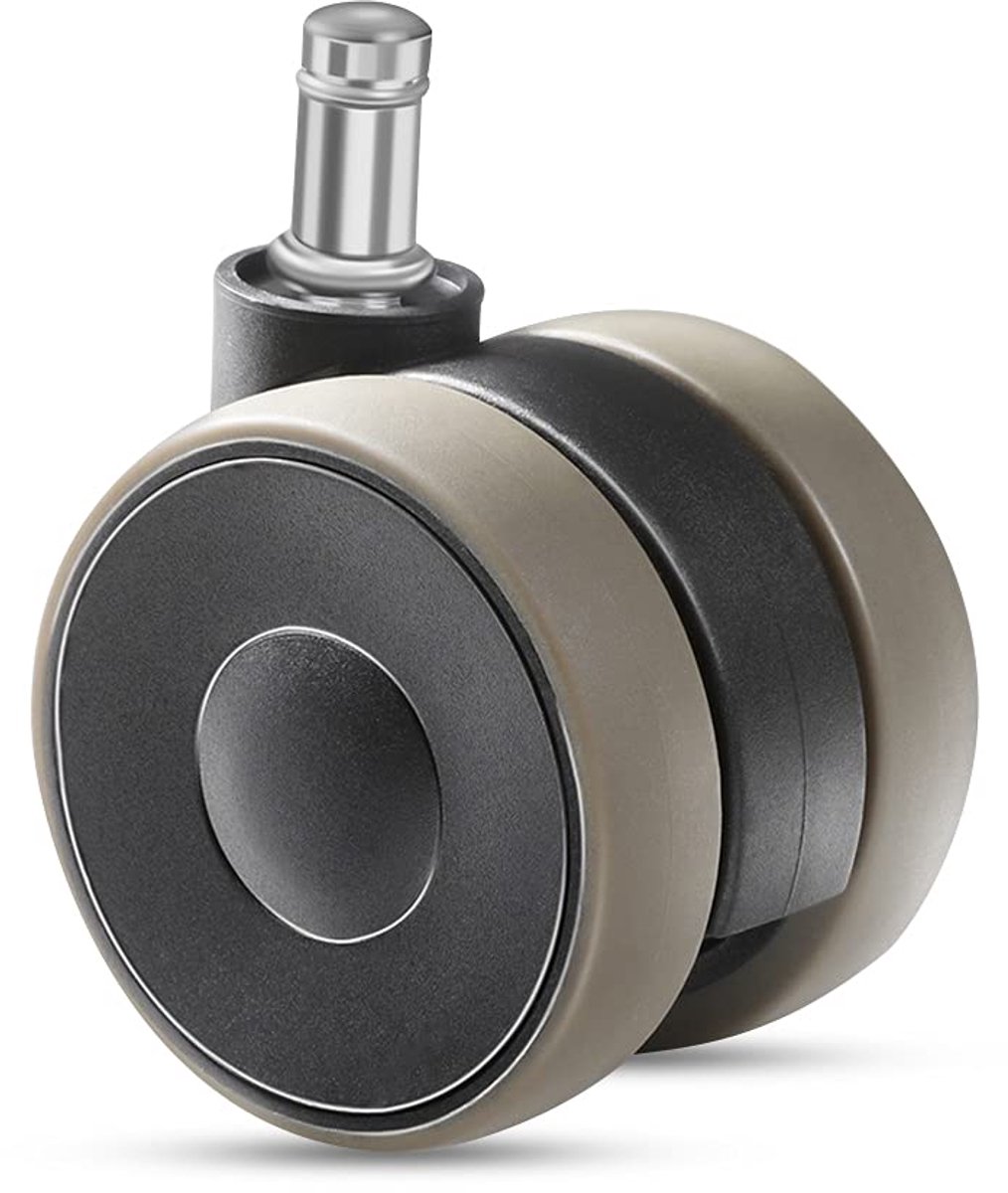 Set van 5 bureaustoelwielen voor hard vloeren - 11 mm x 22 mm, zeer stille wielen, geen krassen meer, 2,5" zwart