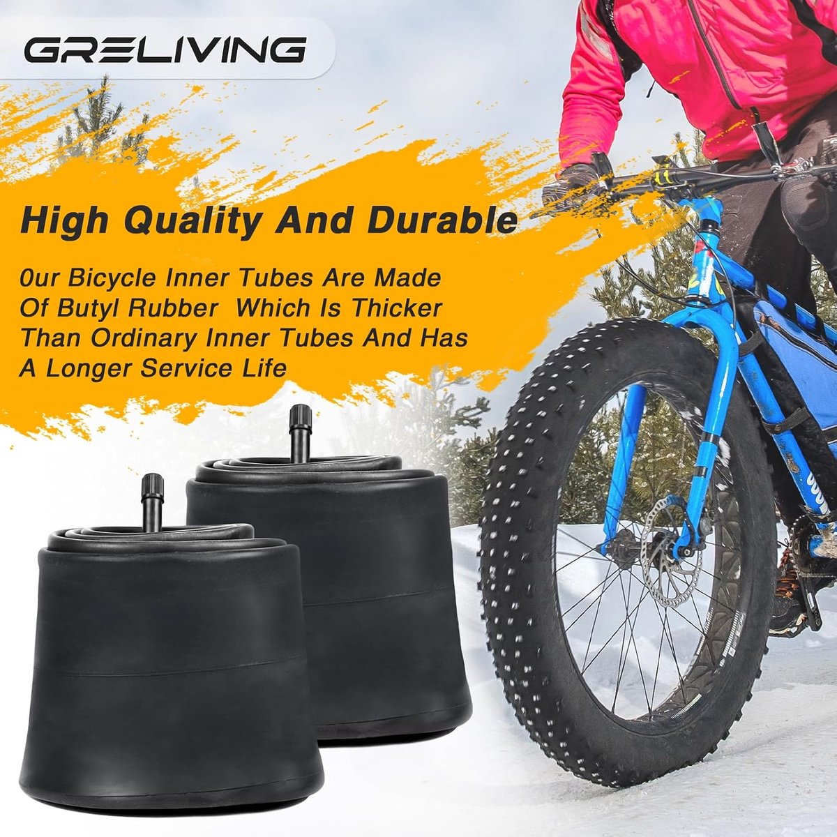 2 stuks 20 x 4,0/26 x 4,0 fietsbinnenband 20/26 inch AV35 mm binnenband voor Fat Bike / mountainbike elektrische fiets binnenband