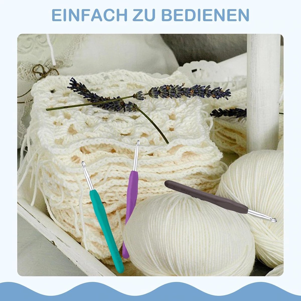 9-delige haaknaaldenset 2,0-6,0 mm ergonomische breinaalden - haaknaalden met kleurrijke haakkop inclusief stekenmarkering 20 voor beginners