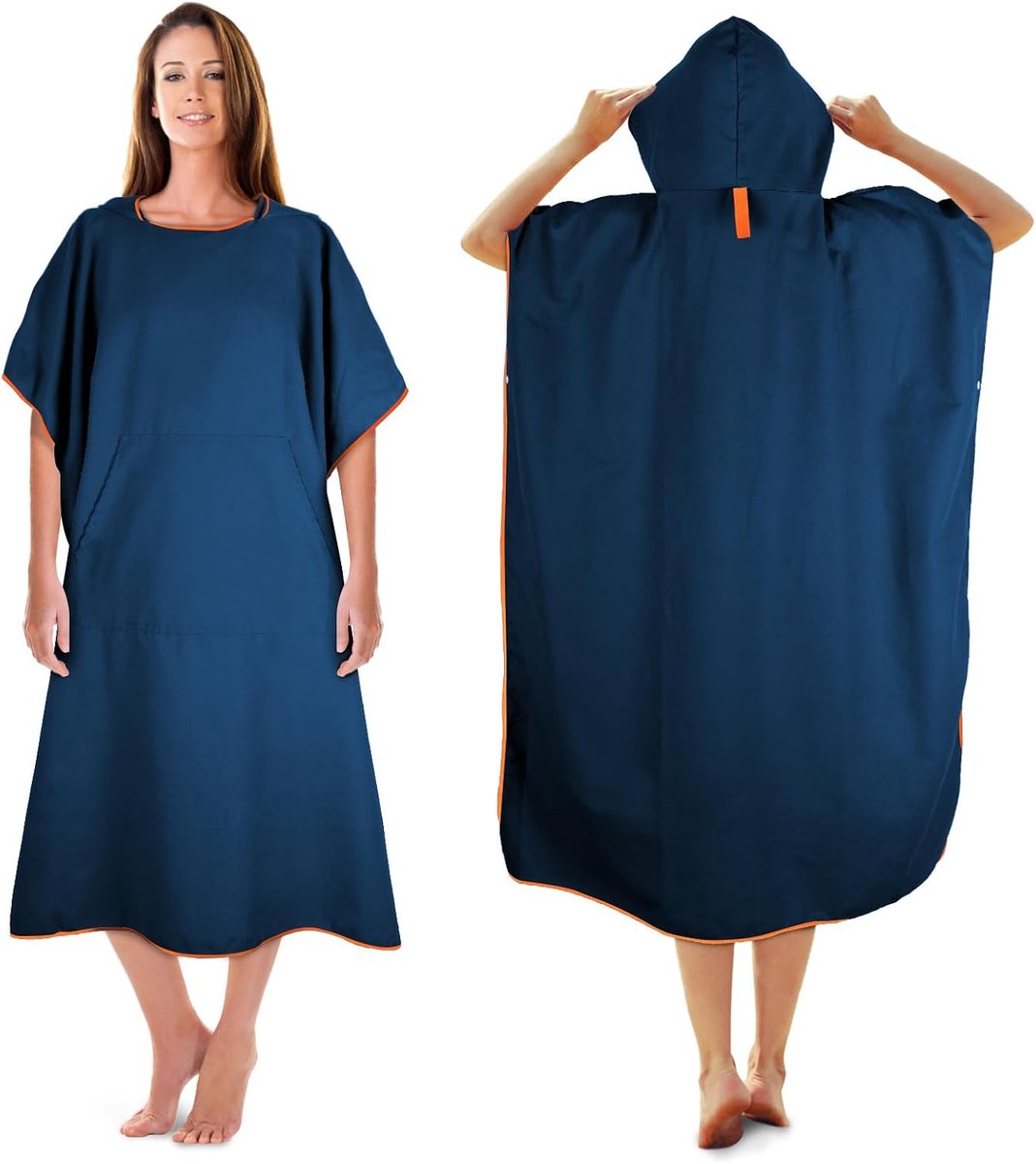 Badponcho Voor Dames En Heren, 117x88cm, Badponcho Handdoek, Gemaakt Van Microvezel, Ook Als Aankleedhulpje Op Het Strand