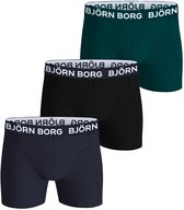 Björn Borg Cotton Stretch Boxershort Heren Zwart/Groen/Donkerblauw - 3 stuks - Heren onderbroeken - Katoenen Boxer - Maat L