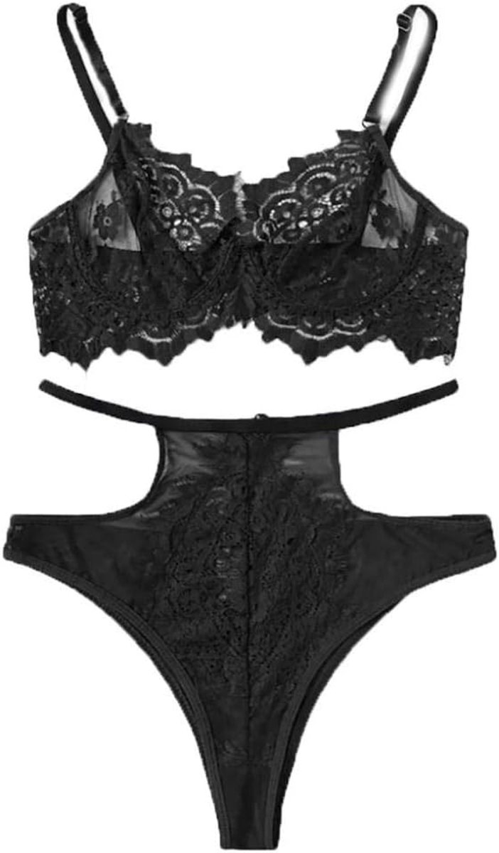 Sexy dames erotische lingerie Vrouwen sexy lingerie Set Wimpers Kanten Ondergoed Hol Dames Clothing-A_XL
