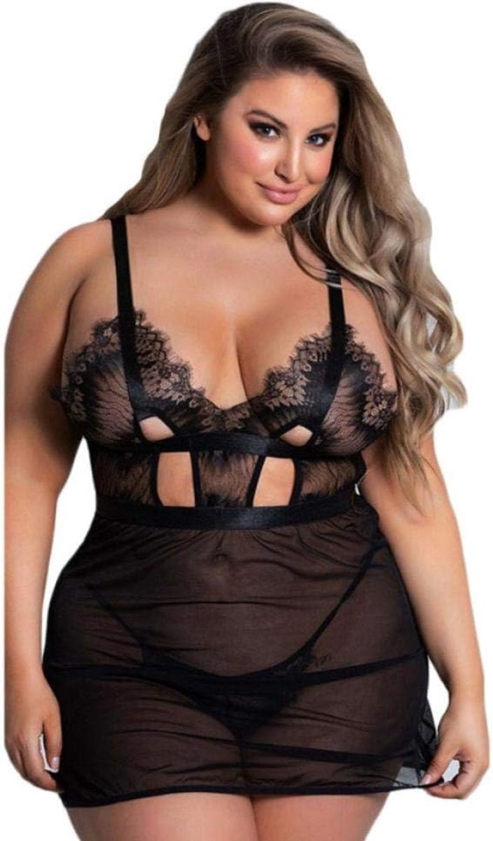 Sets met nachtmode & ochtendjas Vrouwen Erotisch Ondergoed Plus Size Nachtkleding Sexy Lingerie Porno Backless Kostuum Temptation Hollow Out