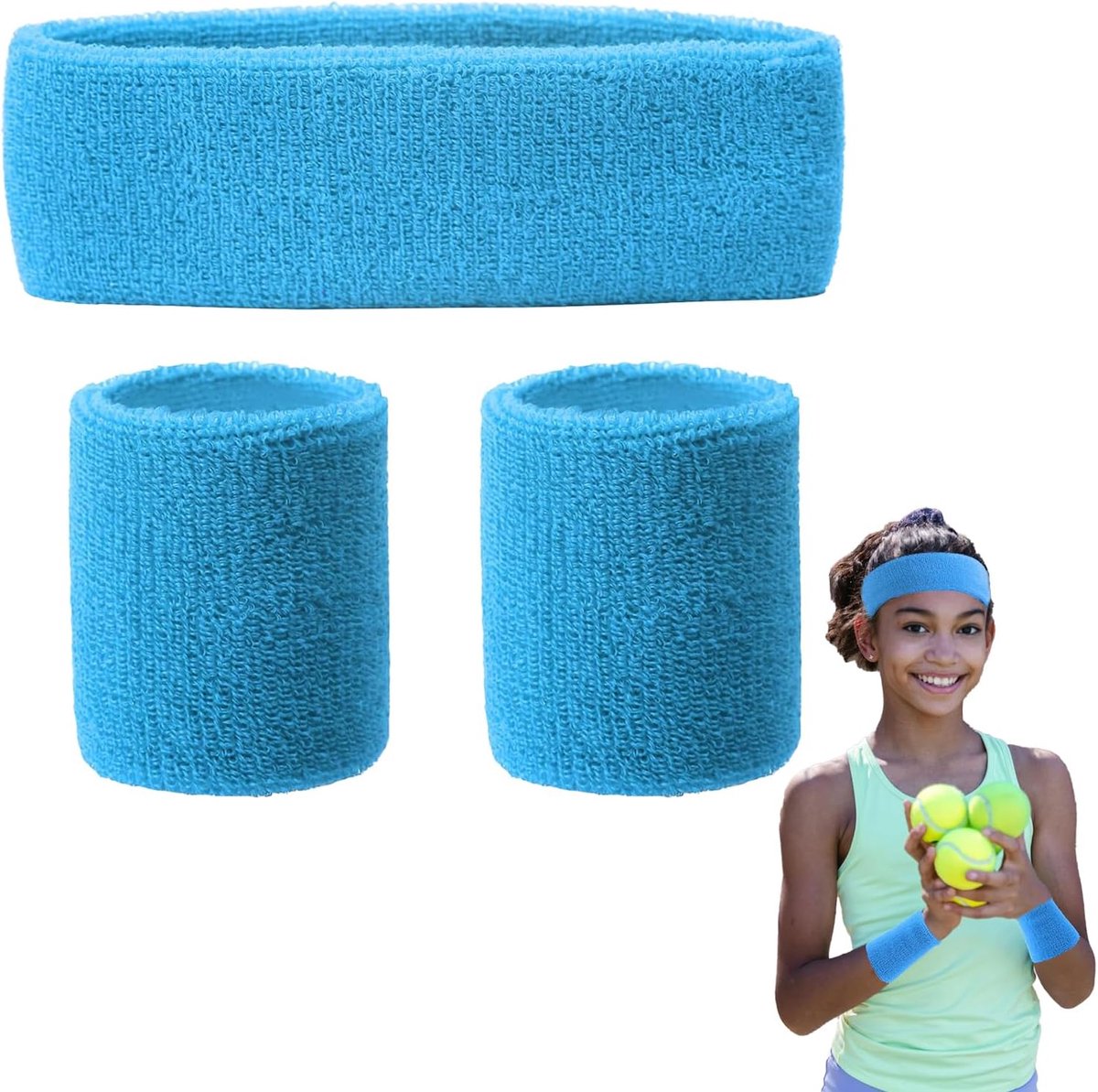 3 stuks zweetbandenset, badstof polsband, katoenen polsband zweethoofdband, verdikte badstof katoenen zweetbanden, voor hardlopen, oefening, sportschool, sport, tennis, basketbal, vochtafvoerend