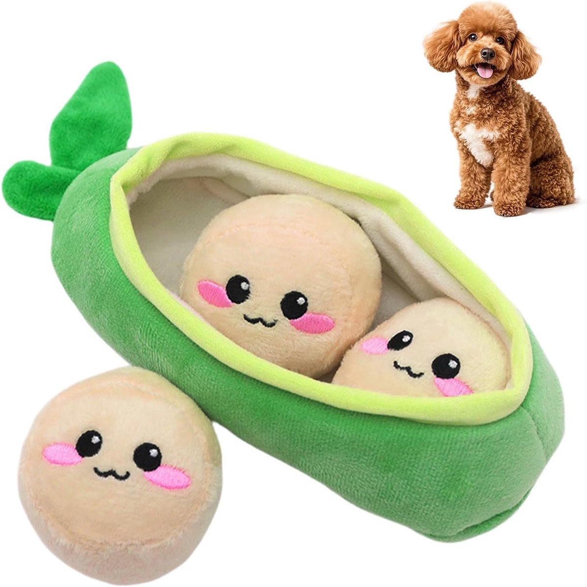 Hondenspeelgoed in de vorm van een erwtenstok, onverwoestbaar puppyspeelgoed om te kauwen en te spelen, interactief hondenspeelgoed om angst en verveling te verminderen