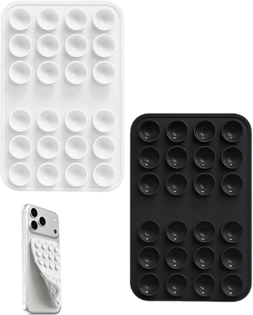 2 stuks zuignap telefoonhouder, siliconen mobiele telefoon zuignap met 48 anti-slip noppen, aan beide zijden hechtend, sterk klevend voor douche & spiegel, anti-stress bellenspel