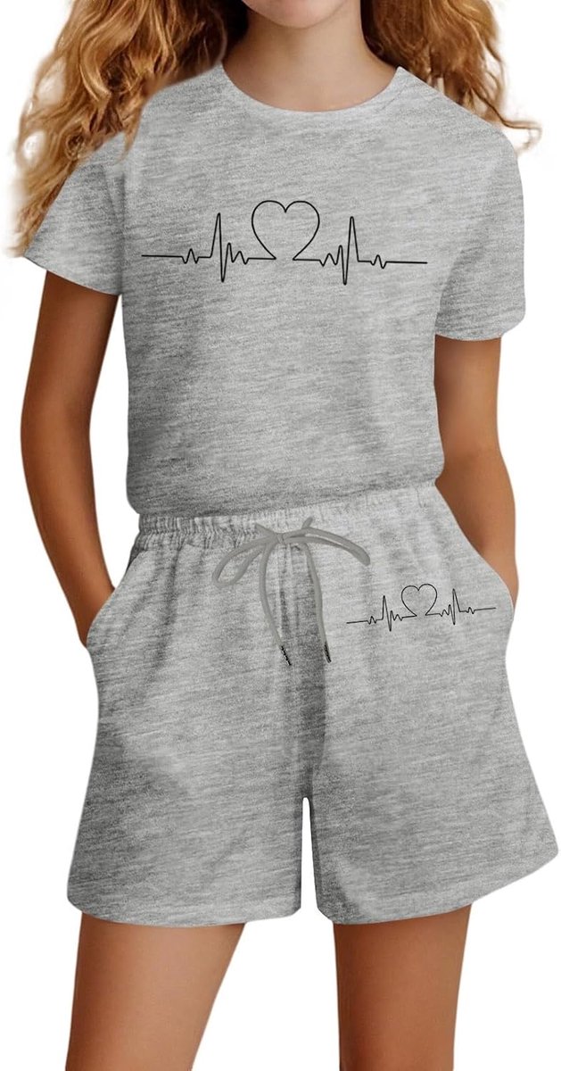 2-delige set voor meisjes, zomerkleding, katoen, gymnastiekset, stretchtop en korte leggings, soepelheid, volledige bewegingsvrijheid, sport, A18