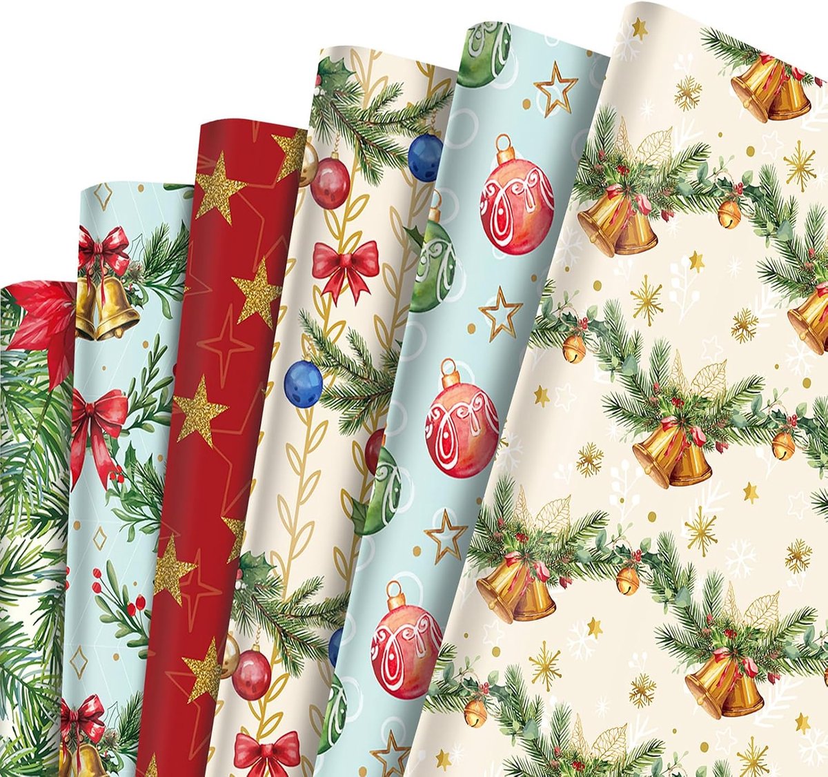 Cadeaupapier, 50 x 75 cm recyclebare cadeauverpakking (kerstbel)