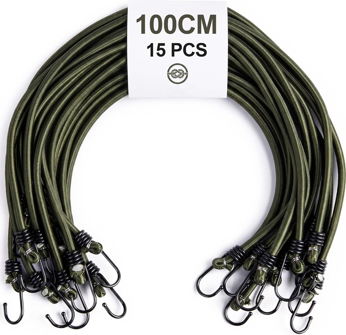 15 stuks spanbanden met haken, 100 cm
