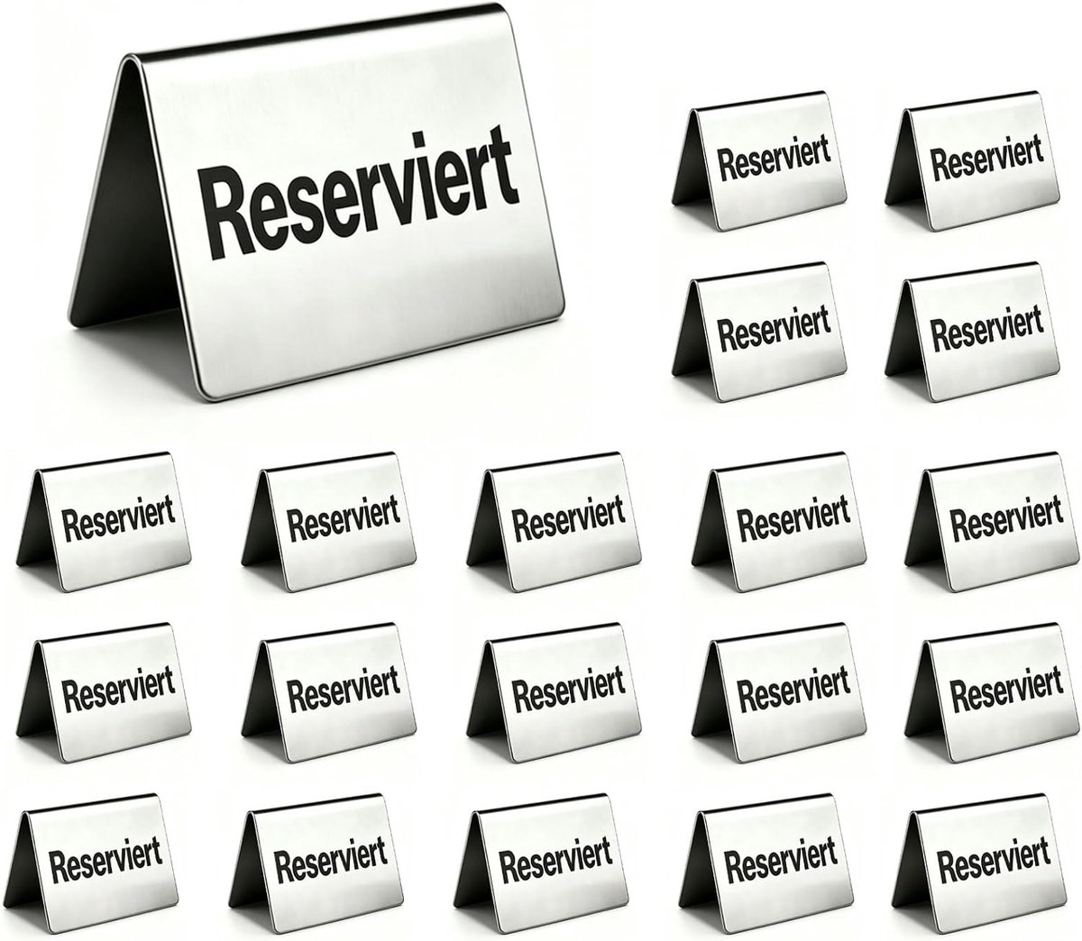 20 stuks borden met reserveren gastronomie - 5 x 4 cm roestvrij staal gereserveerd bord