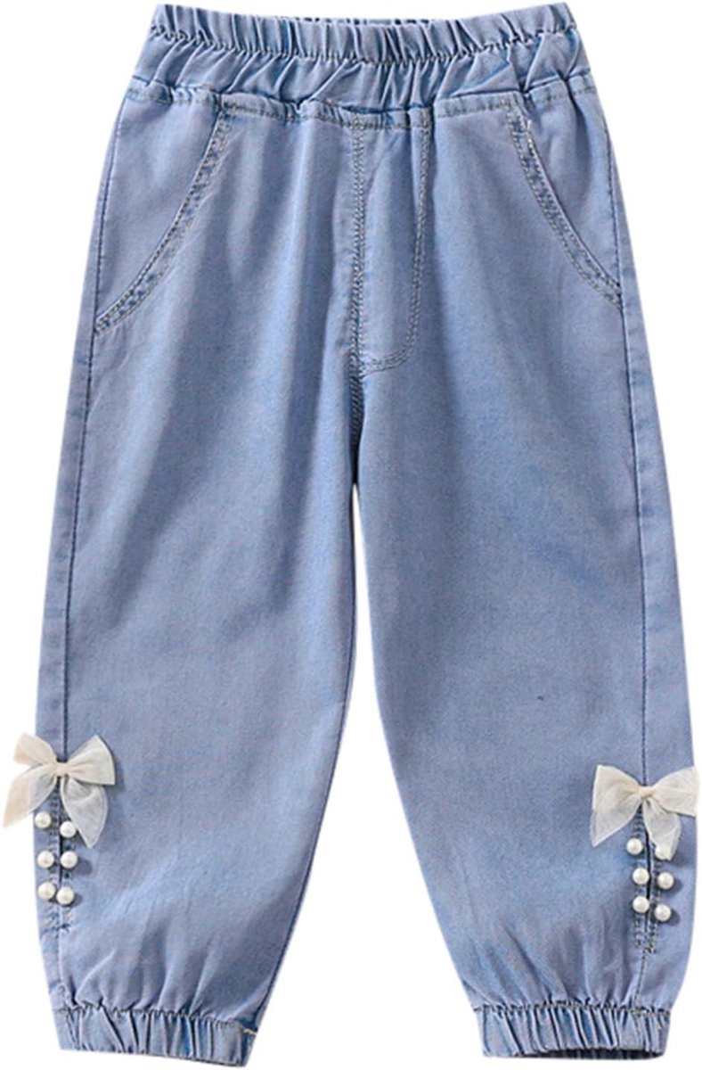 Broek voor meisjes, kinderen, brede broek van canvas, katoen, elastische tailleband, elegante en casual look, voor ceremonies en uitgaan, 2-14 jaar, A47
