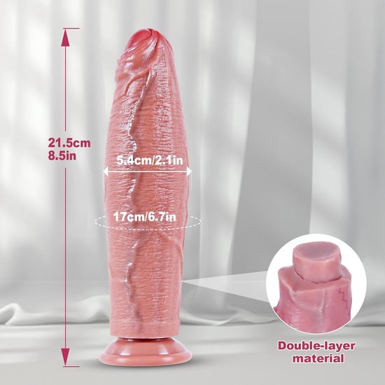 Realistische kleine onbesneden dildo van 21,5 cm,dubbel-dichtheid siliconen,5,4cm dik,met voorhuid dildo,grote zuignap,compacte maar brede G-spot stimulator,unisex,anaal seksspeelgoed voor volwassenen — afbeelding 5