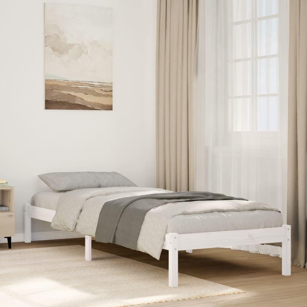 Massief grenenhouten lattenbodem rustieke charme wit 80x220 cm