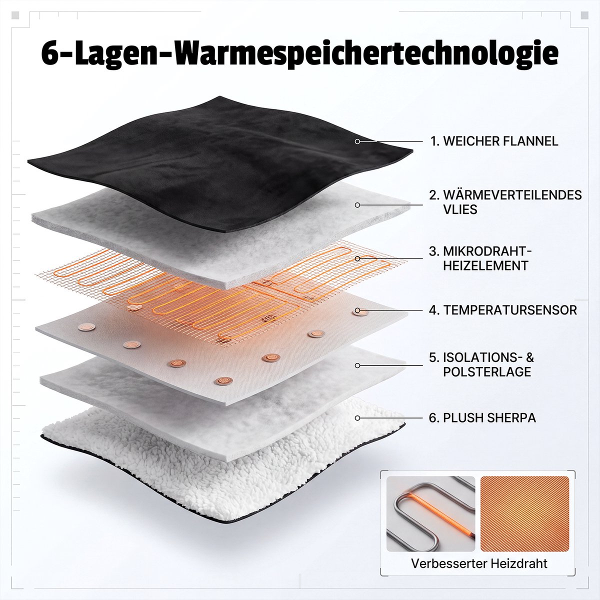 NETTLIFE-Elektrische deken van 180x130 cm - Dubbellaags flanel en lamsvacht - 6 temperatuurinstellingen - Timer van 10 uur - Wasbaar - Oververhittingsbeveiliging - Zwart - Perfect voor gebruik in bed | op de bank | op kantoor of op de camping — cadeau in Wonen & Interieur - foto 4