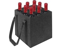 Wijnflessenhouder, waterfleshouder met vakken, herbruikbaar, flessenhouder, voor water of wijnflessen max. 1,5 liter (zwart), Grijs, 9 Caselle, Flessentas