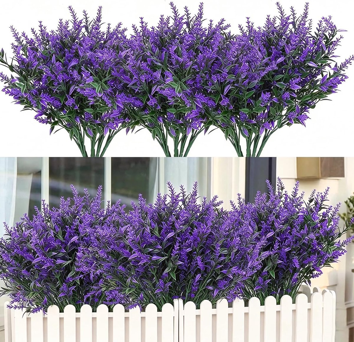Kunstmatige balkonplanten, 33 cm, lavendel, kunstplanten, outdoor, weerbestendig, zeer geschikt voor tuinen binnen en buiten, balkons, vensterbanken, woningen (paars)