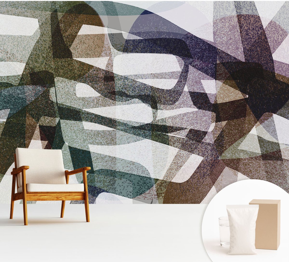 Wallfluent Fotobehang - Zwart Vliesbehang - 312x219 cm - Kleurrijke Strikken Fotobehang Vlies - Woonkamer behang Abstractie - Muurschildering - Hal behang