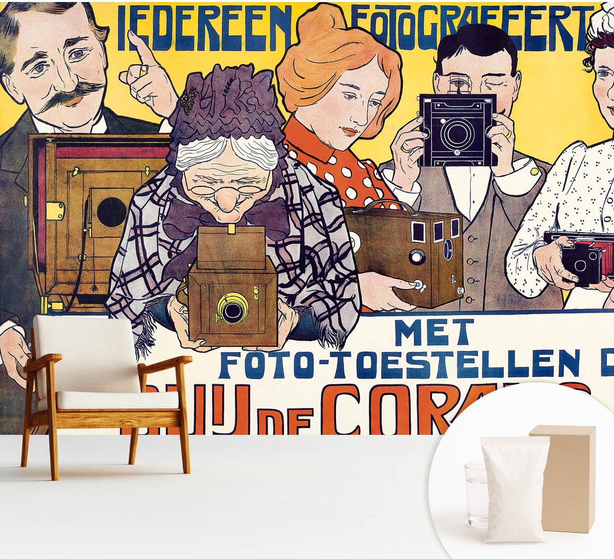 Wallfluent Fotobehang - Wit Vliesbehang - 312x219 cm - Passie Voor Fotografie Muurschildering - Gang behang Mensen - Fotobehang Vlies - Slaapkamer behang