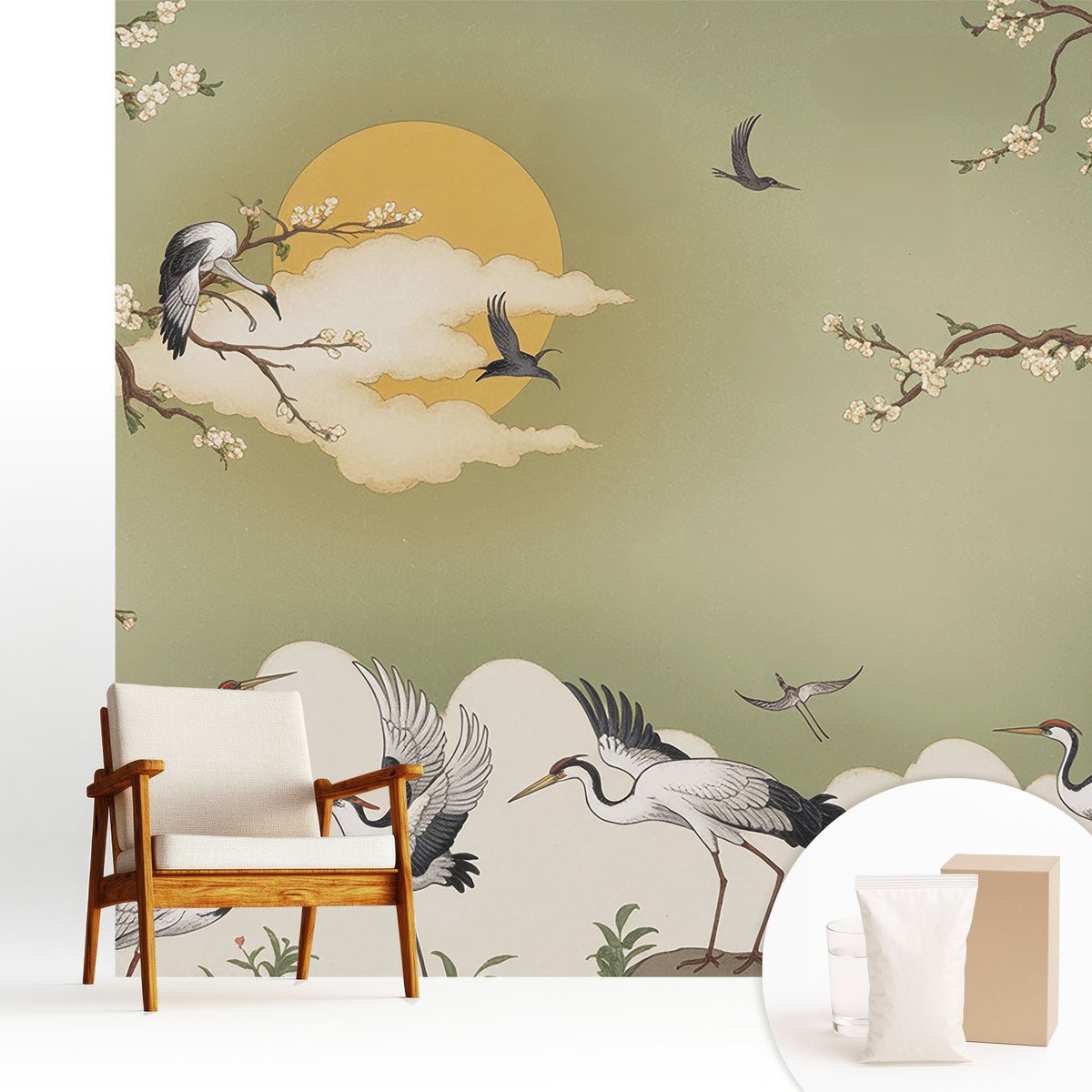 Wallfluent Fotobehang - Groente Vliesbehang - 250x250 cm - Elegante Natuur Muurschildering - Slaapkamer behang Landschappen - Fotobehang Vlies - Gang behang