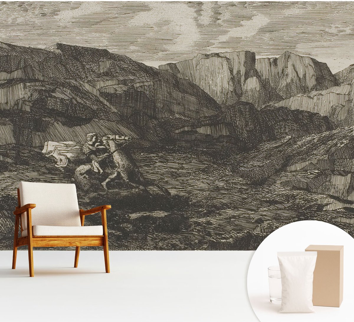 Wallfluent Fotobehang - Bruin Vliesbehang - 312x219 cm - Bergtocht Muurschildering - Slaapkamer behang Landschappen - Fotobehang Vlies - Slaapkamer behang