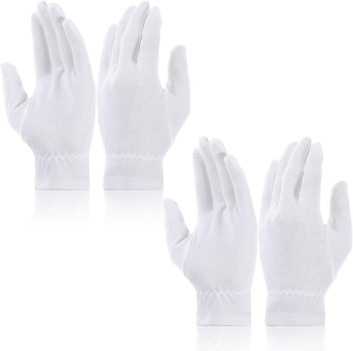 2 paar witte katoenen handschoenen, vochtinbrengend, slaap- & spa-behandelingshandschoenen, geschikt voor droge handen en eczeem, sieraden inspecteren