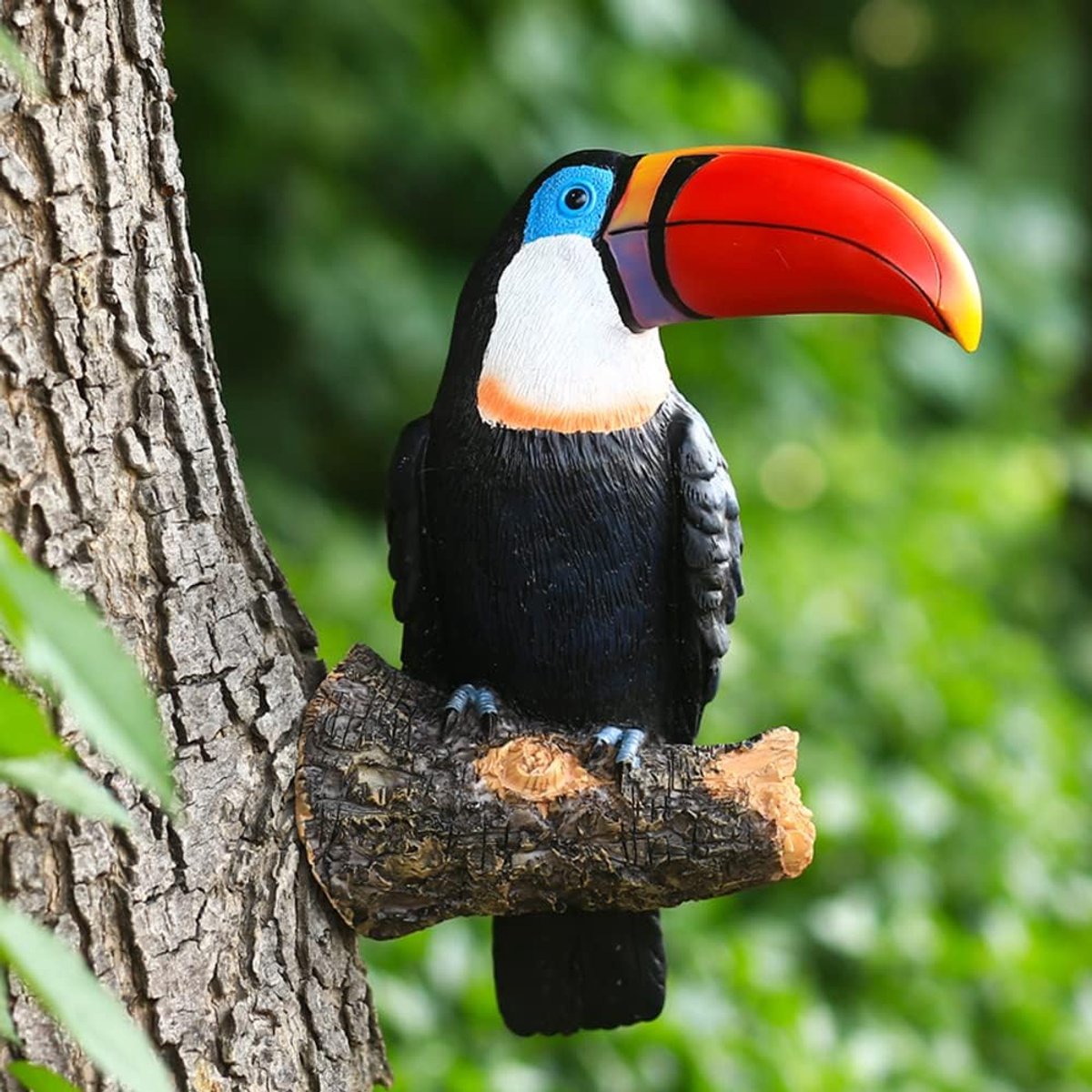 Beelden, Tuinornamenten, Simulatie Toekan Beeldje, Hars Nep Vogels Ambachten Tuin Dier Standbeeld Boom Opknoping Pastorale Decoratie Hanger Outdoor Yard Decor. (Rood)