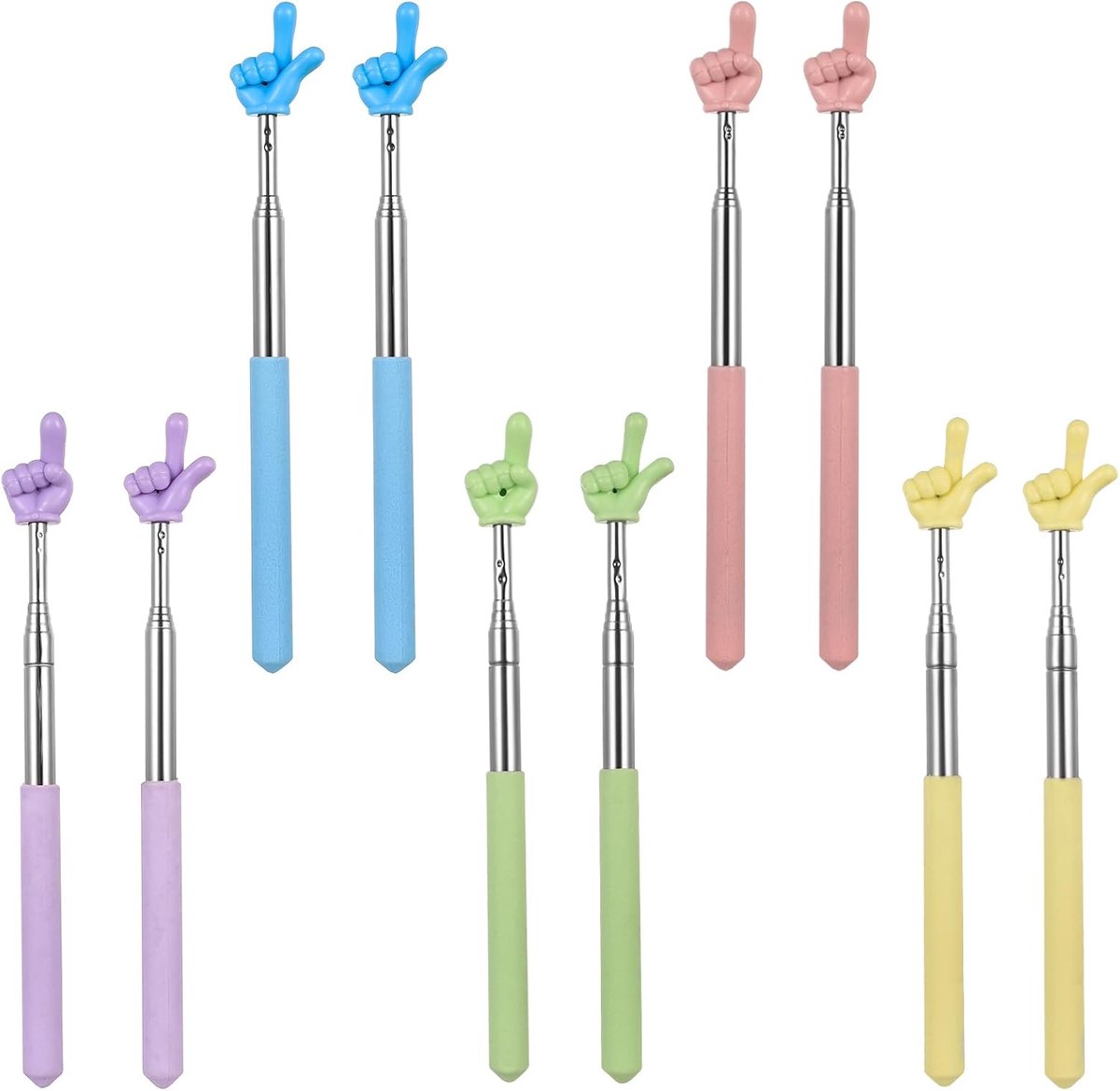 10 Stk Uitbreekbare Wijzestaf Uitbreekbare Wijzestaf Vinger, Wijsvinger Staaf, Telescopische Leraarwijzer, Kleurrijke Vingervormige Wijzestaf met Vinger voor Onderwijs Presentaties Lezingen