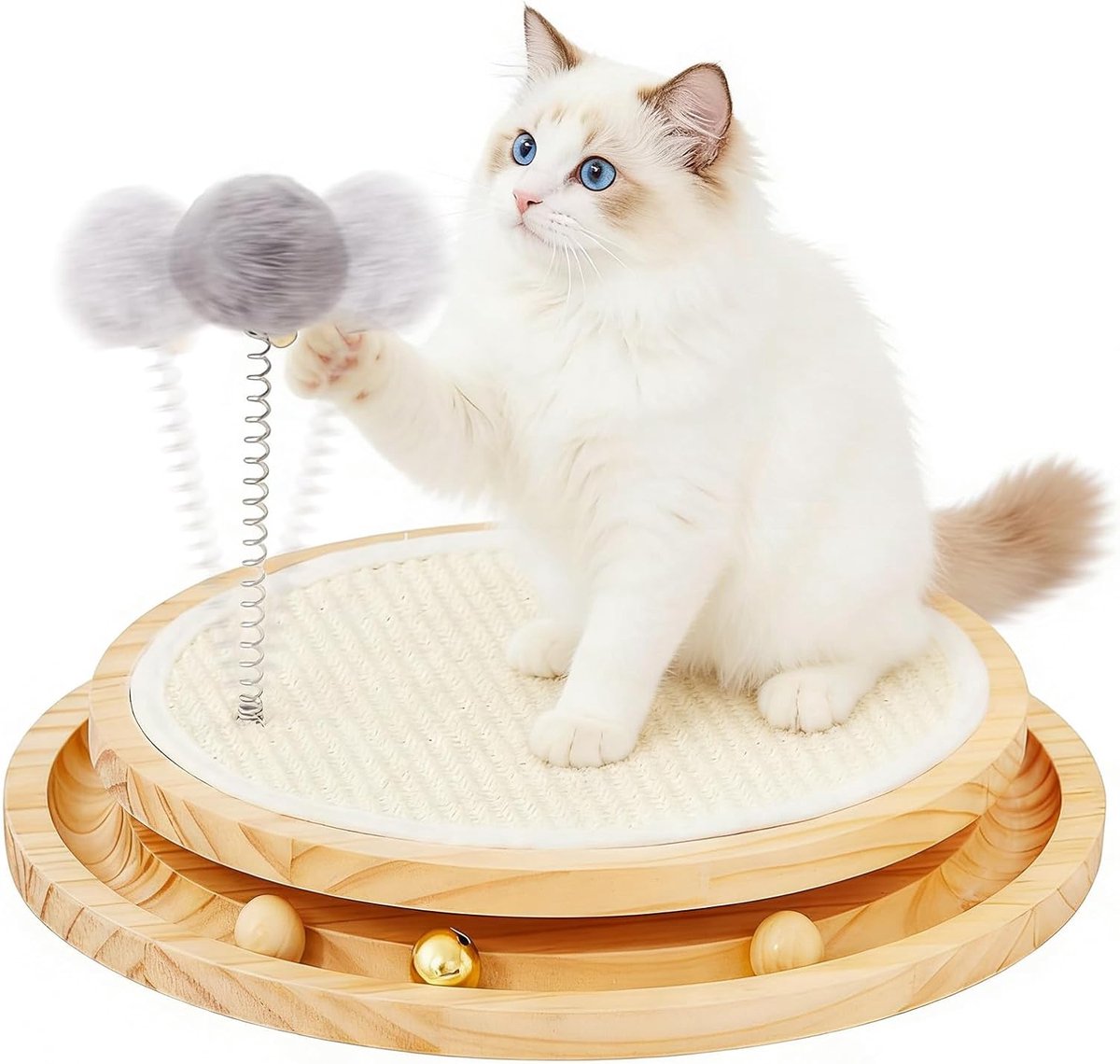 2-in-1 sisal-krabplank voor katten, interactief speelgoed voor katten met kogelbaan en bal, interactief speelgoed voor huiskatten en kittens om te spelen en te ontspannen