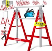 MASKO® Telescopische schraag - Belastbaar tot 200 kg - Verstelbaar 80-130 cm - 2-delig - Zilver/rood