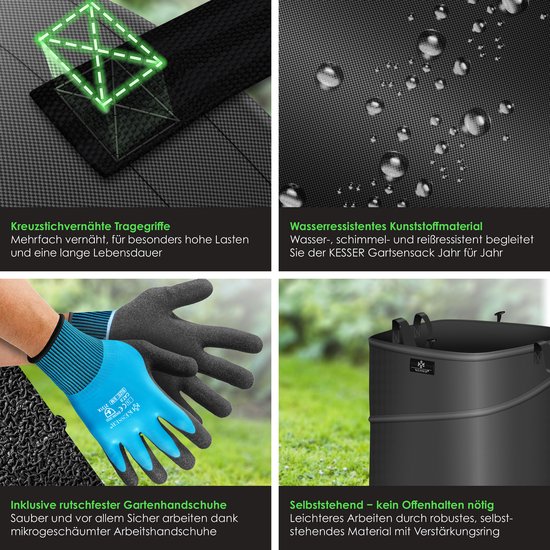 KESSER® Pop-Up Tuinzak Bladzak Tuinafvalzak inclusief Handschoenen van KESSER — afbeelding 3