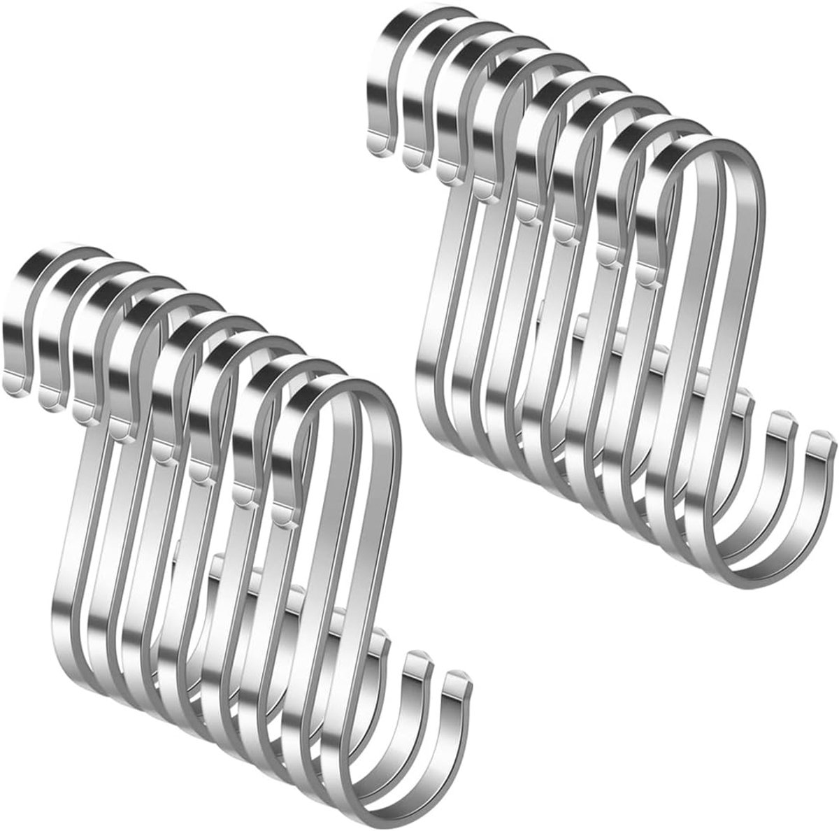 Set van 16 S-vormige haken - roestvrijstalen zware metalen haken voor keukengerei, kantoor, badkamer, kast, werkplaats, garage, huishouden