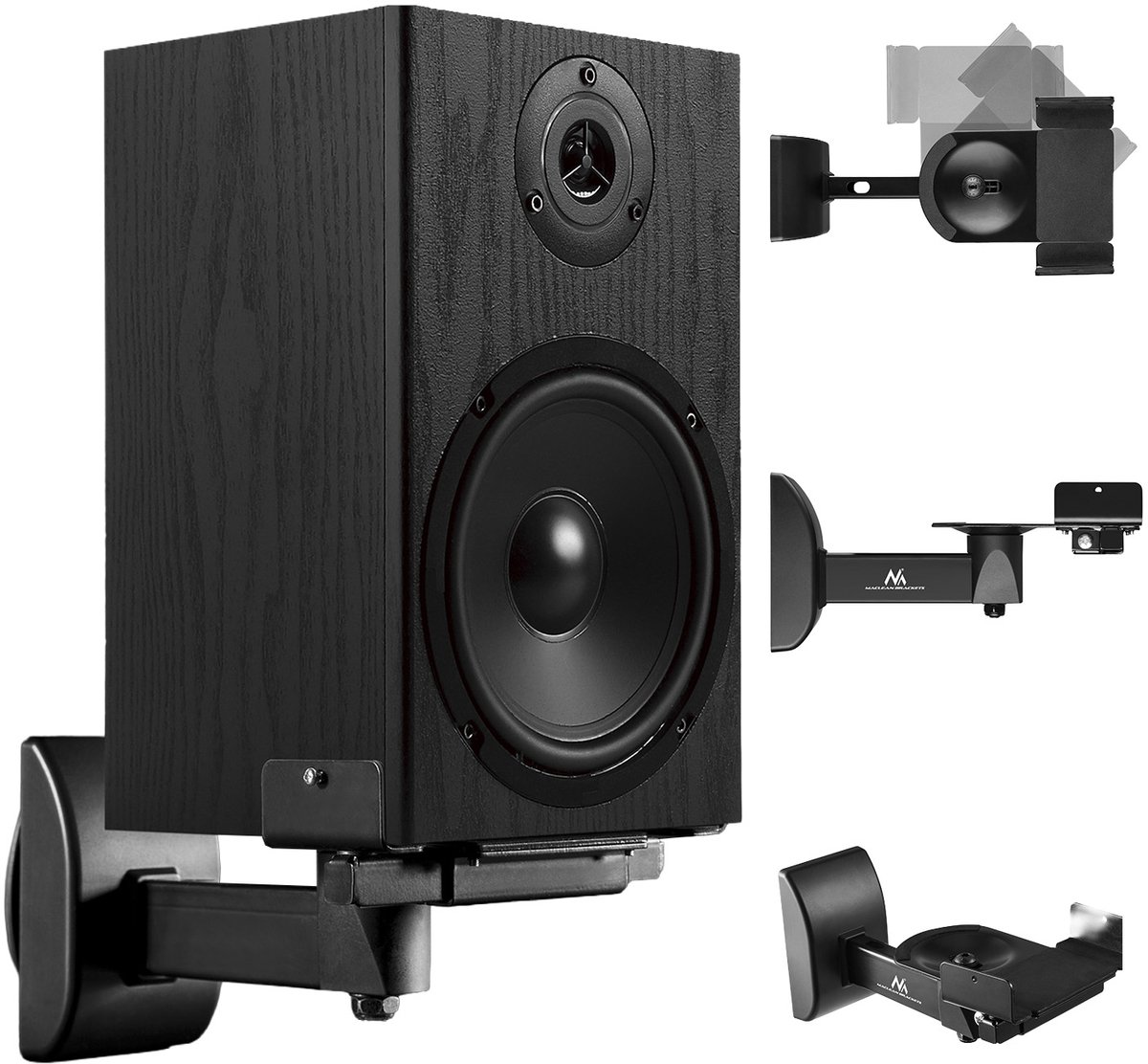 Maclean - Speaker stands - Verstelbare, draaibare luidsprekerbeuge 2 stuks - +8°~-8° en horizontaal verstelbaar +90°~-90°, max. 15 kg, MC-917
