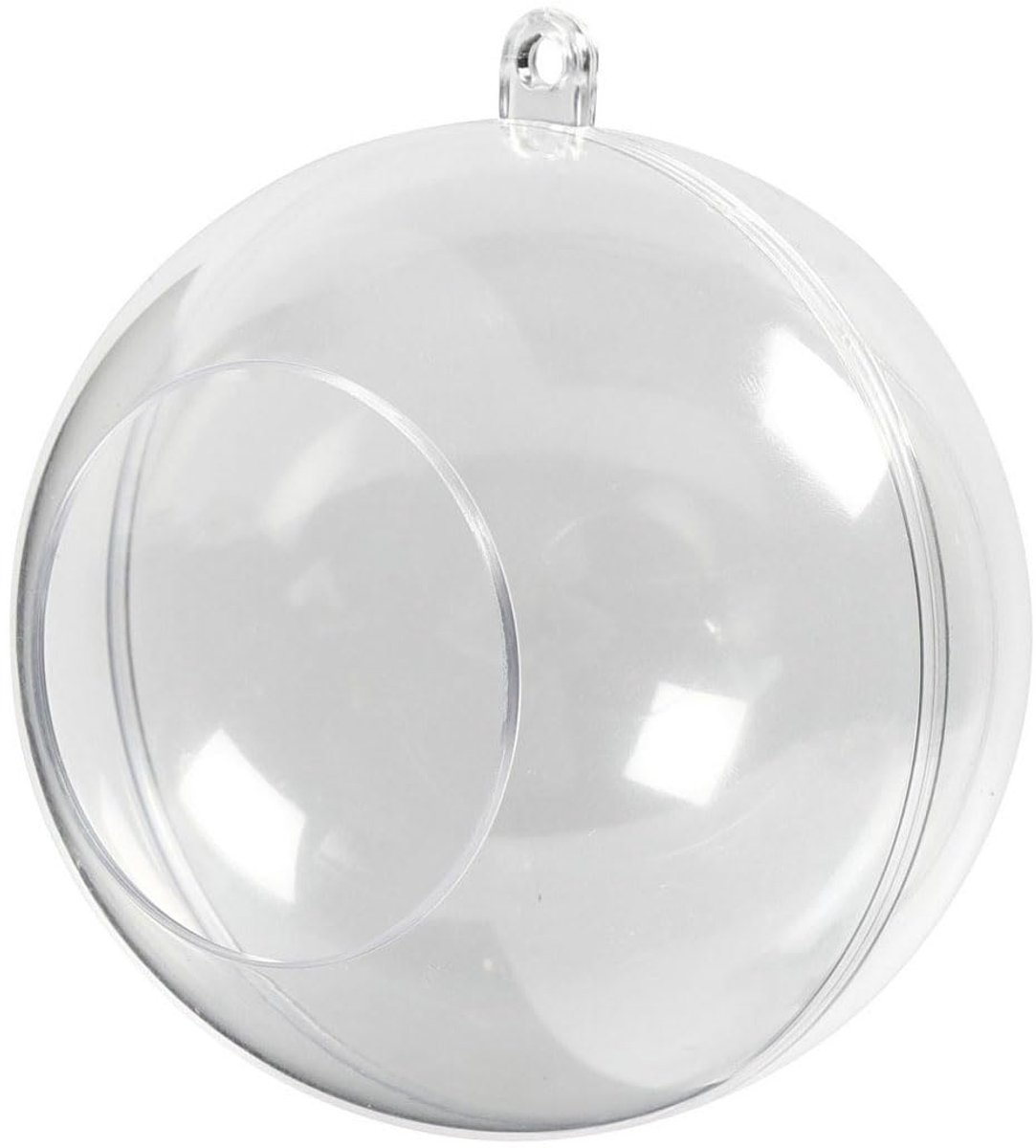Kerstballen met opening, transparant, 8 cm Diameter, 5 stuks