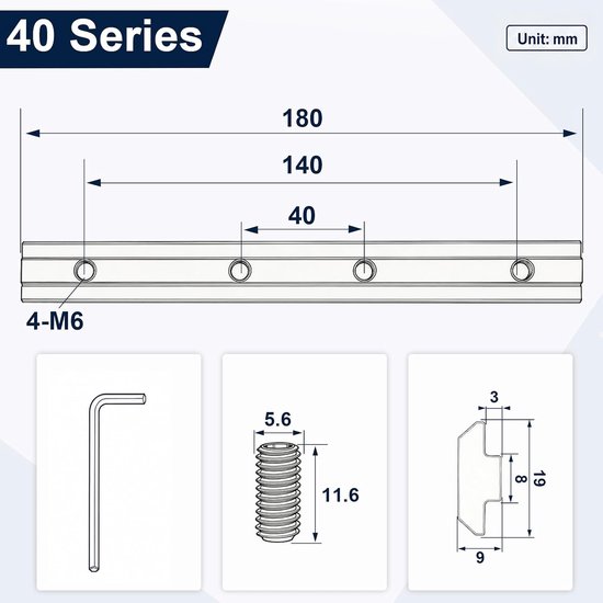 Spoorverbinders voor 4040 aluminium profiel profielconnector 4 — afbeelding 2
