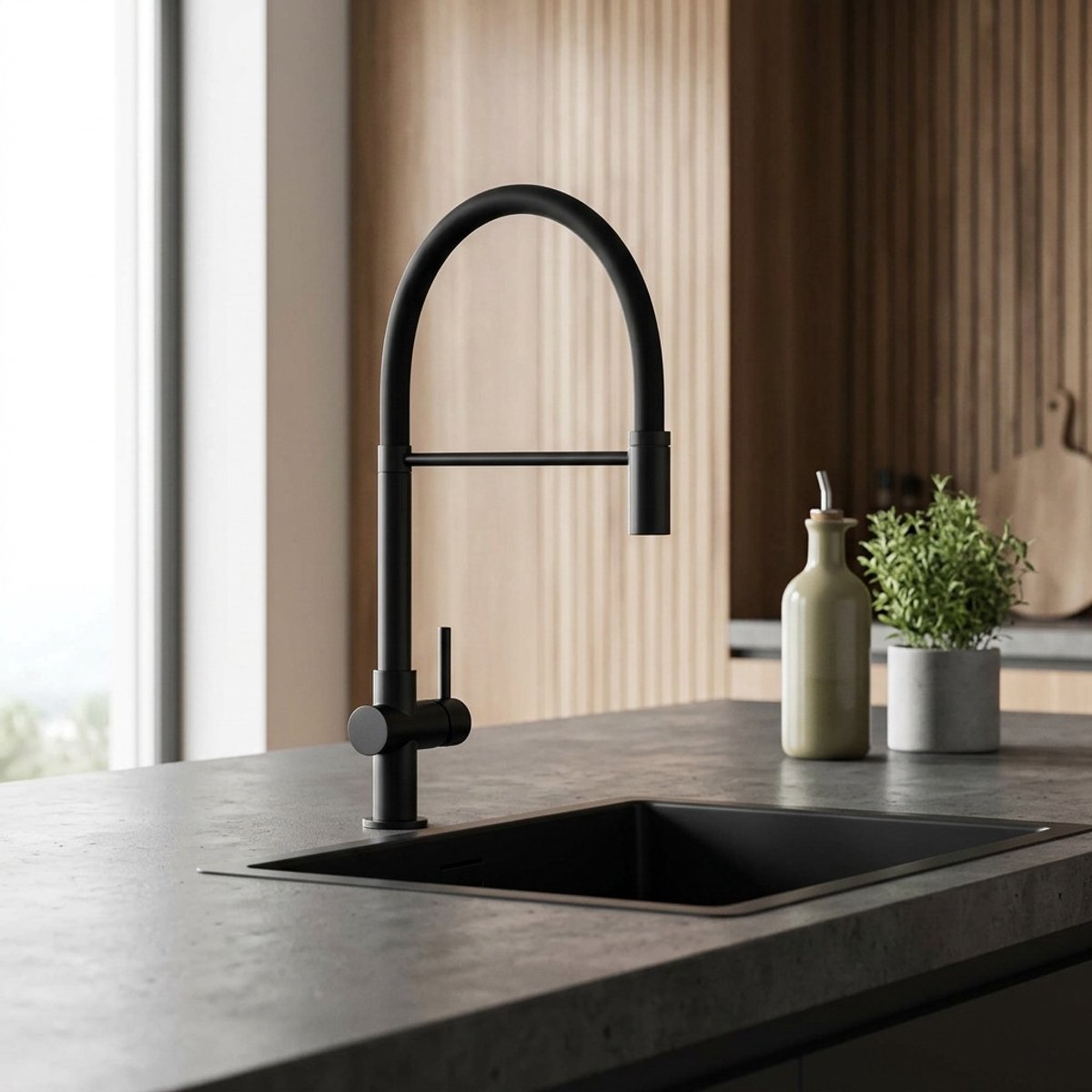 Keukenkraan flexibele uitloop zwart Gastro BL-4400-GT Aquanello