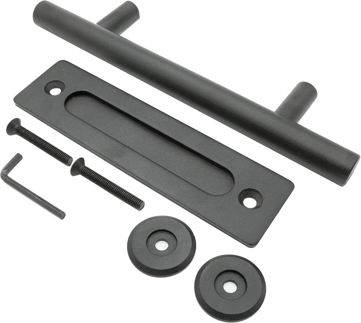 Goods Berlin 1 x SCHUIFDEUR-HANDGRIP Barn Deur hardware, metaal, mat zwart gepoedercoat, schuurpoort, keukendeur, ruimteverdeler, deurgreep (standaard, zwart mat)