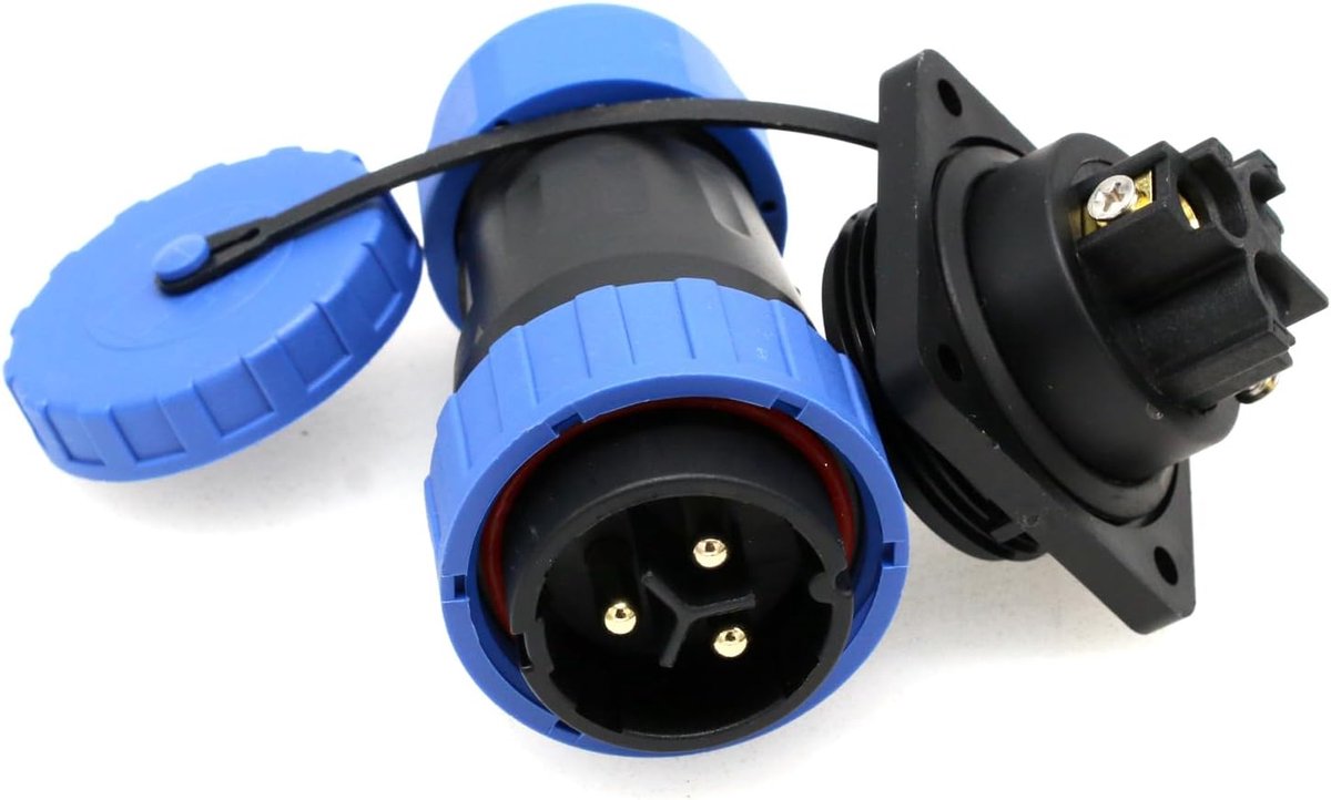 Vierkante Waterdichte Kabel Connector Industriële Ingepaste IP68 Plastic Mannelijke Vrouwelijke Plastic Socket Soldeervrije Panel Mount (Vierkant-3pin 45A)