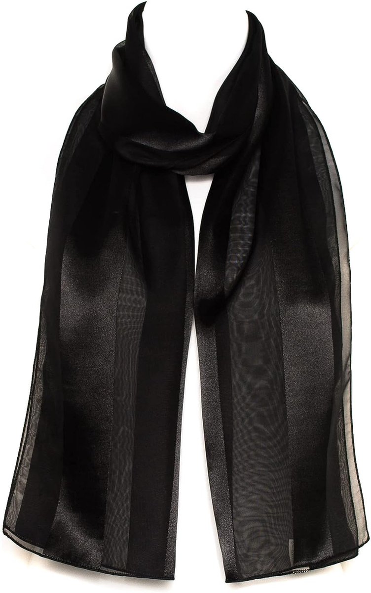 To Socks Chiffon Satijn Sjaal voor Dames, Zwart