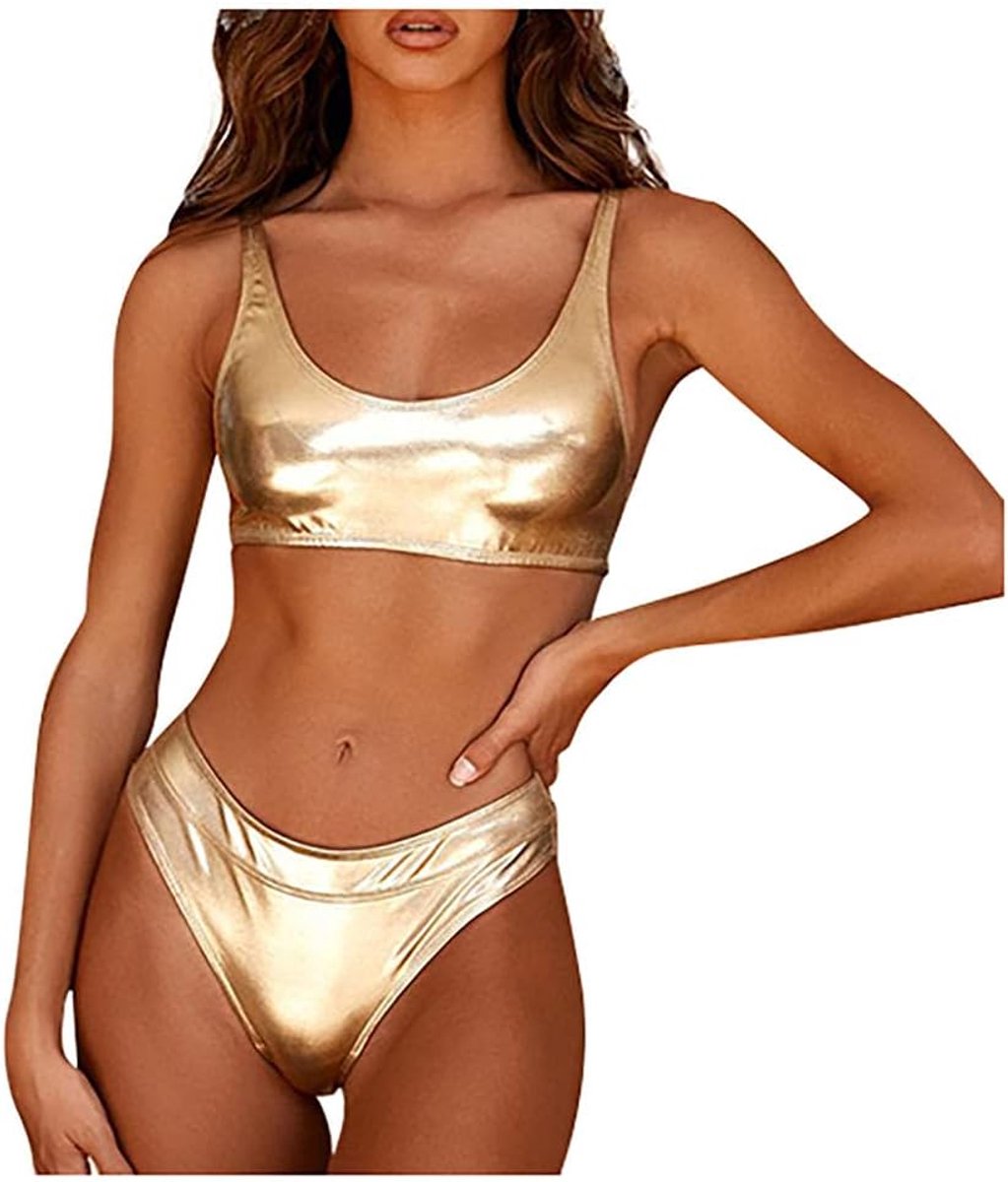 Kleding Sexy hoge taille badpak dames effen kleur badmode split set
