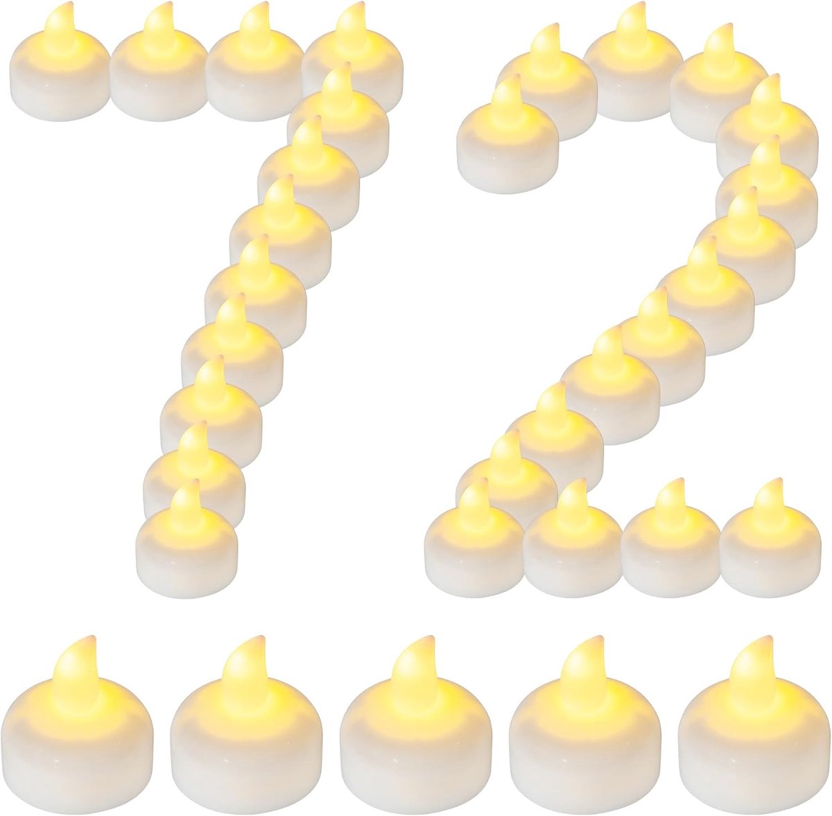 72 Pack Flameless Flickering Floating Tea Lights, Warm White Battery-Operated Outdoor Waterproof Candles, LED Votive - ShopVlot