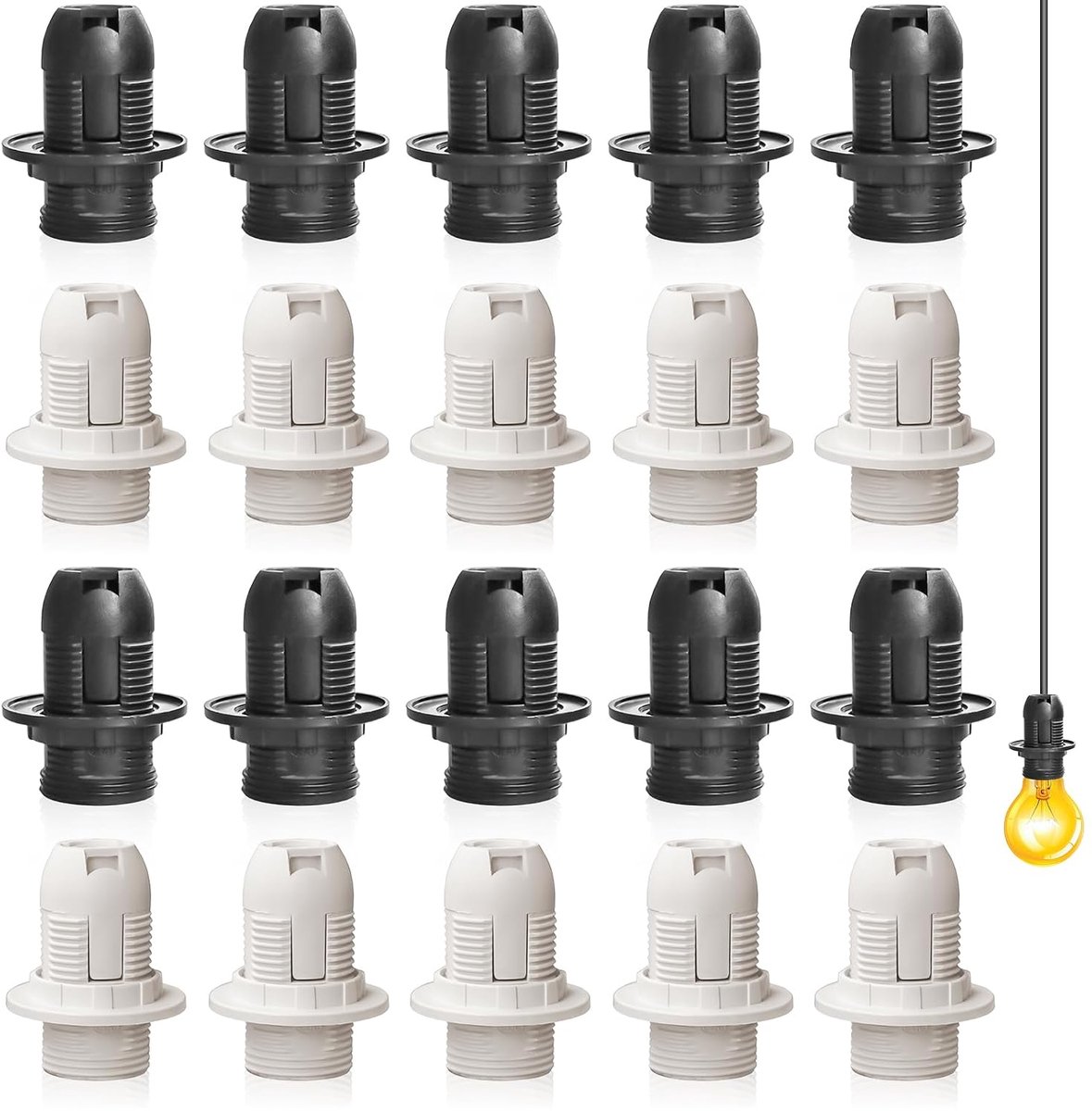 20pcs E14 Vintage Solid Lampenfassung: Bakelit fassung, Lampenfassung with Bulb Holder, Edison Retro Screw Bulb - ShopVlot