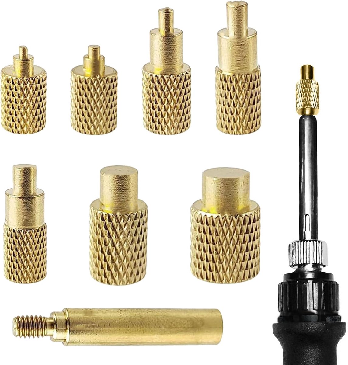 Set of 7 soldering tips for thread + adapter suitable for soldering iron 936/900M/T18 – sizes M2-M8 for 3D printing - ShopVlot