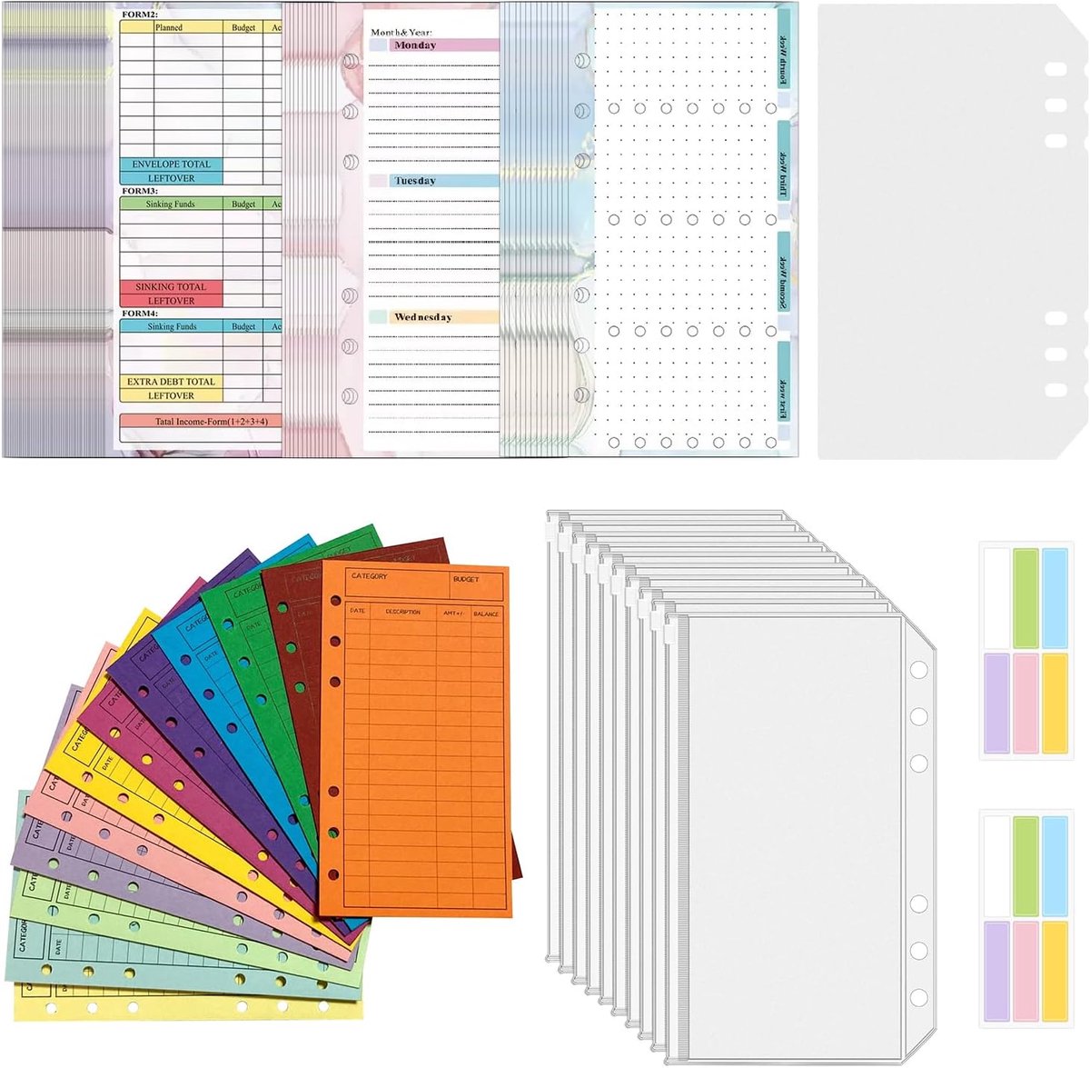 Budgetbinder set A6 - 107 stuks - Cash enveloppen en transparante pouches - Effectief je financiën beheren - ShopVlot