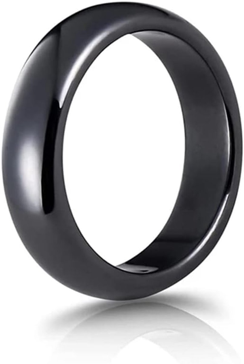 Ring natuursteen mineraal zwart 6mm afgerond dames heren