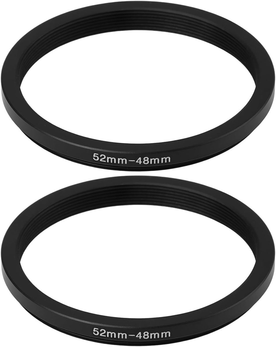 2 Pack 52mm Mannelijk naar 48mm Vrouwelijke Step-Down Ring Adapter, Zwart Aluminium Filter Draad Converter voor Camera Lenzen