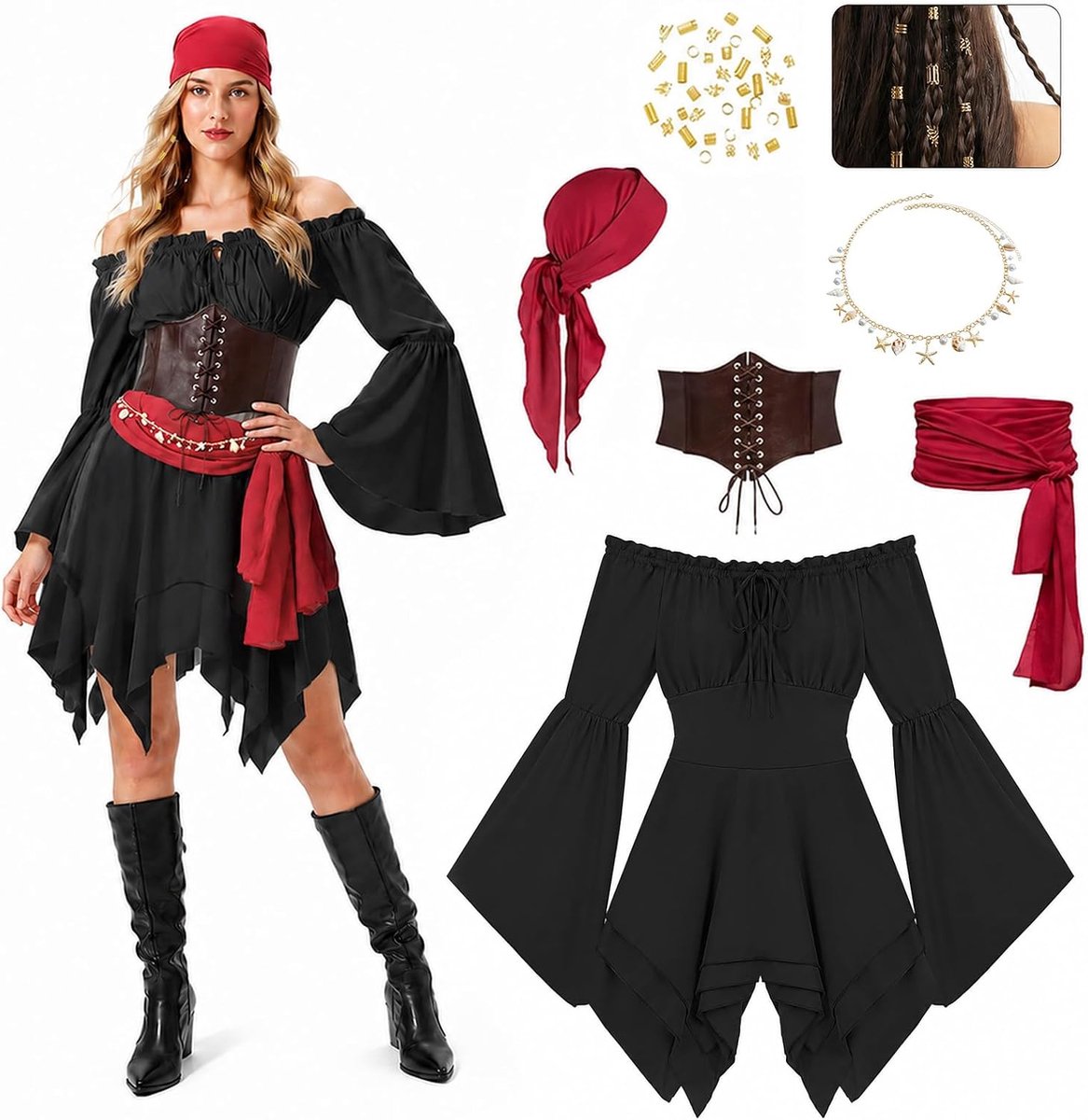 Piratenkostuum voor dames, piratenoutfit