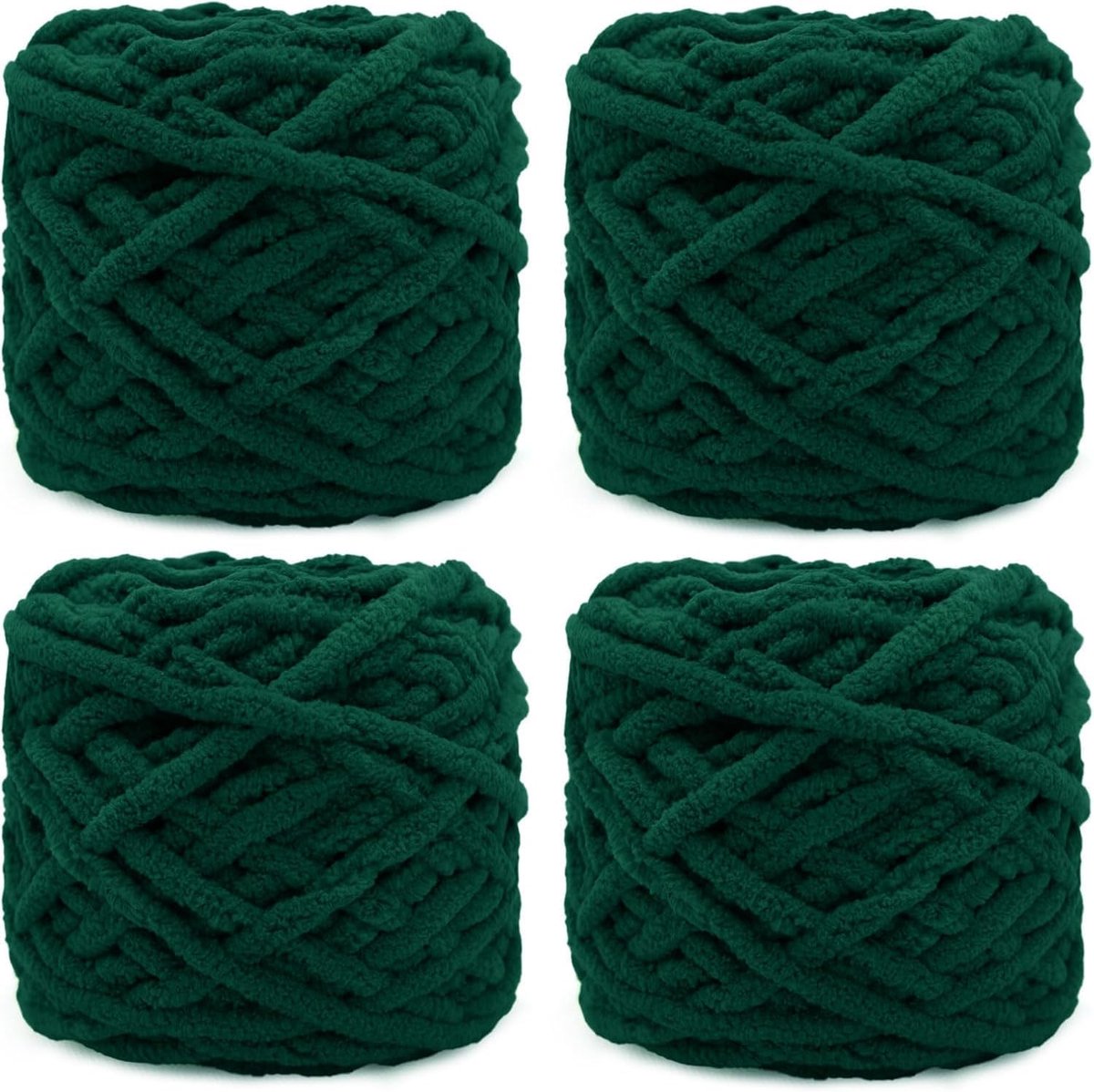 Wol, 4 x 100 g Chunky garen, 7-8 mm, donkergroen