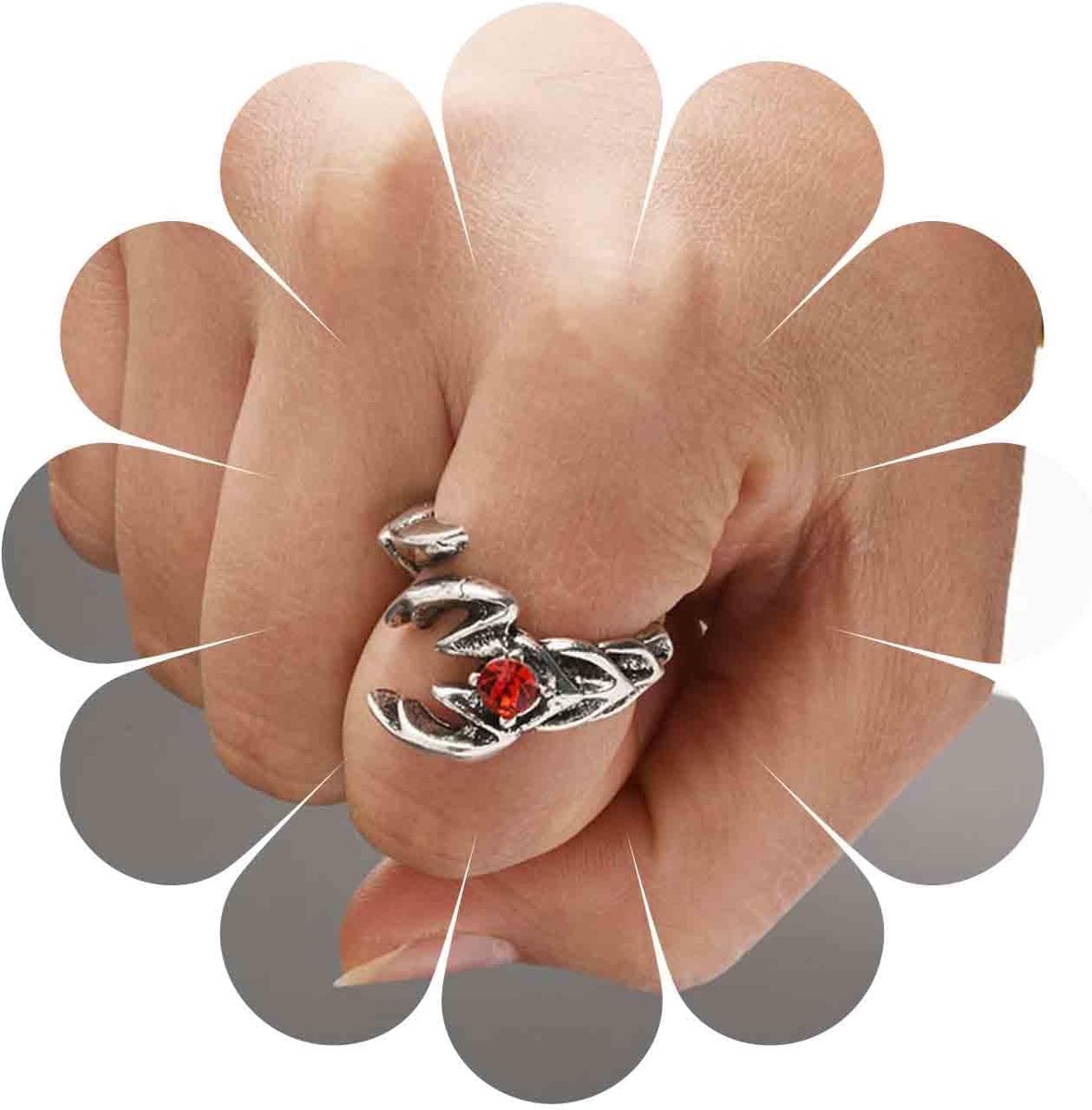 Vintage Ruby Scorpio Rings Silver Scorpio Ankle Rings Red Crystal Scorpio Finger Rings Punk Adjustable Ring Hand - ShopVlot
